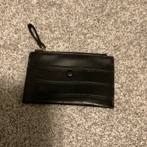 Black Croc-Embossed Wristlet Wallet